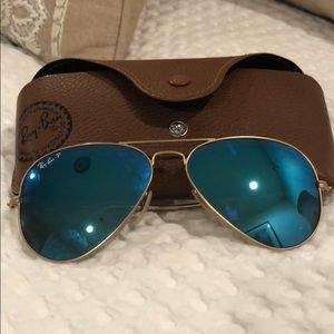 Ray ban polarized aviator flash lens glasses